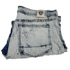 Encrypted Jeans Mens 42 (42x31 ACTUAL) Bleached Distressed Skinny Fit Denim